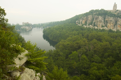 scenic view of mohonk mountain house and surrounding shawangunk mountains