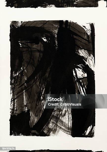 Tinta Negra Pincelada Cuadro En Blanco Foto de stock y más banco de imágenes de Abstracto - Abstracto, Blanco - Color, Color negro