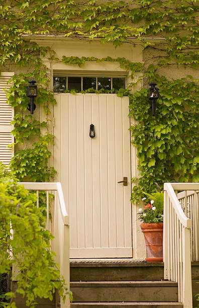 istock White Door with porch 184102152