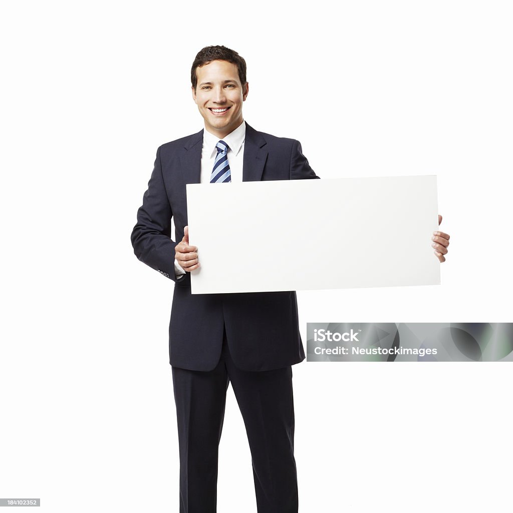 Empresário segurando um sinal em branco-isolado - Royalty-free 20-29 Anos Foto de stock