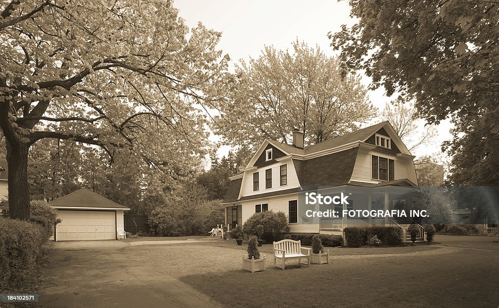 Classic property Classic property with house and detached garage. North America. Architecture Stock Photo