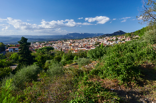 The town of Dorgali on a sunny day of fall. Province of Nuoro. Sardinia. Italy.