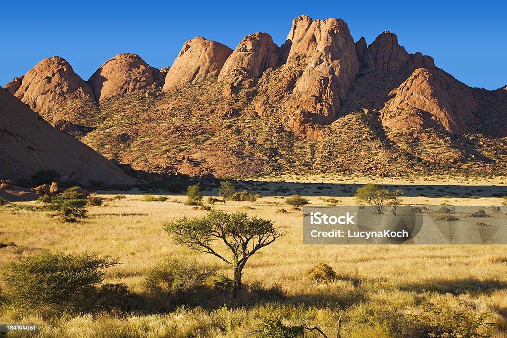 Felsformationen mit Wüsten Gras - Lizenzfrei Afrika Stock-Foto