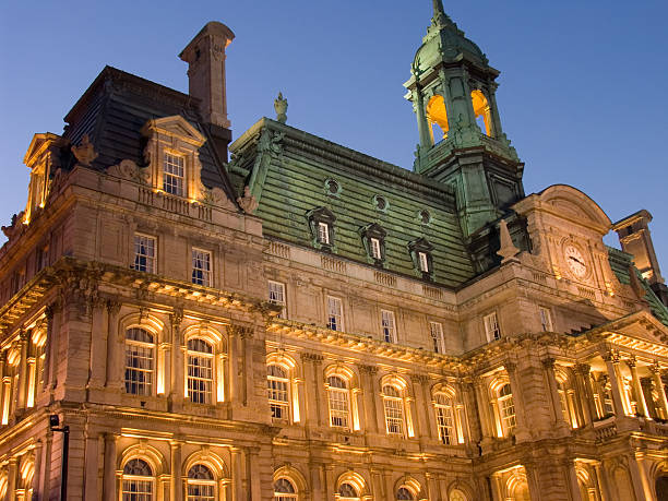 City Hall - Montreal "Detail of an impressive piece of architecture that dominates Place Jacques Cartier in Old Montreal.See the rest of the series, "My Montreal":" place jacques cartier stock pictures, royalty-free photos & images