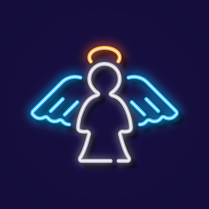 Angel neon icon. Vector illustration.
