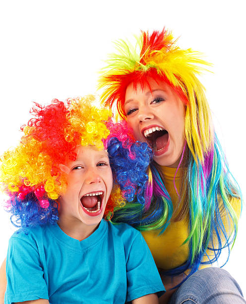 istock Two girl wearing wigs and screaming. 184104613