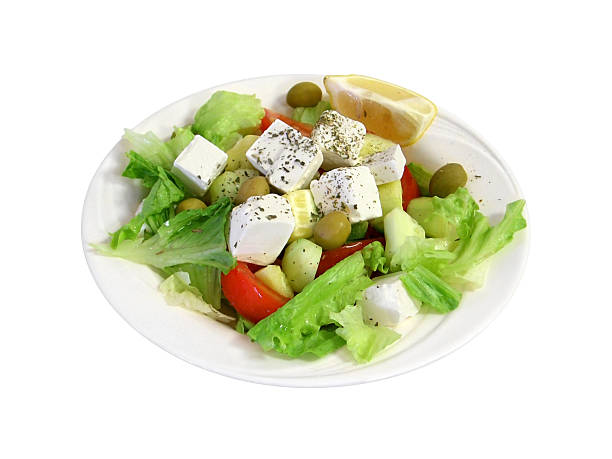 Greek salad (isolated on white + path)
