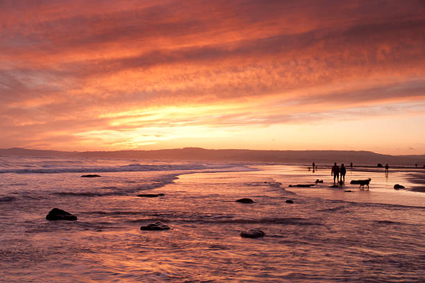 Exmouth beach in Devon at sunset stock photo
