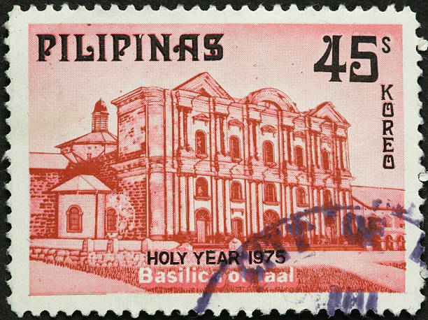 istock Basilica of Taal, Philippines on a postage stamp 184105225
