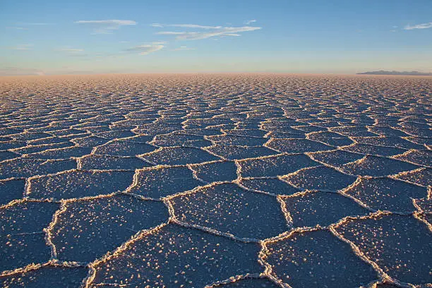 Salar de Uyuni Bolivia is the biggest salt lake of the world and is situated in the southwest of Bolivian on an altitude of 3650 m. Salt mining is an important income of the local people. The surface is about 10.000 square kilometers and it hides also the biggest Lithium reserve of the world.