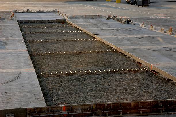 Airport Apron Concrete Reconstruction stock photo