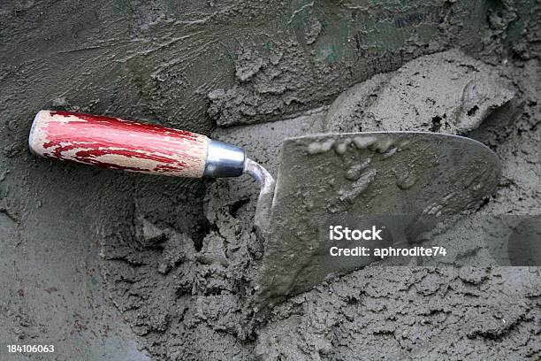 Trowel And Cement Stock Photo - Download Image Now - Building - Activity, Cement, Concrete