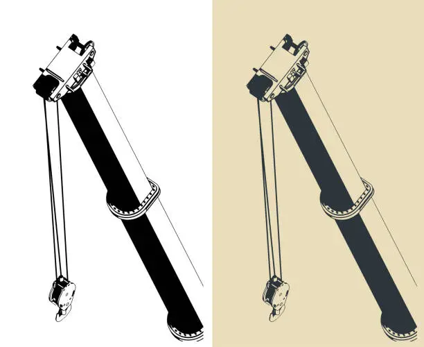 Vector illustration of Crane telescopic boom close up