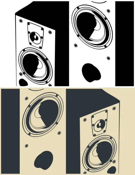 Vector illustration of Hi-fi speaker systems close-up
