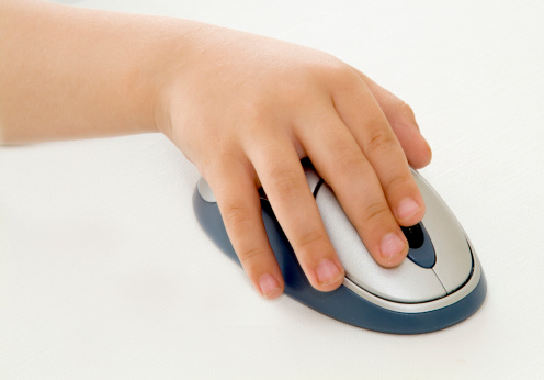 Small Hand Using Mouse Childs Hand On Computer Mouse Stock Photo - Download Image Now - Child ...