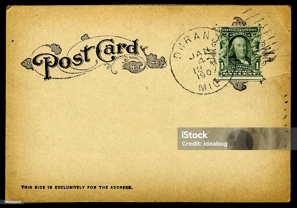 Vintage 1907 Kartka pocztowa (wysoka rozdzielczość - Zbiór zdjęć royalty-free (Antyczny)