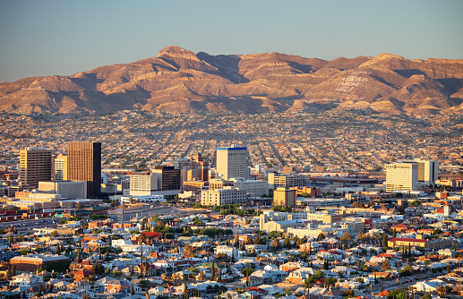 Downtown El Paso with Juarez, Mexico in the background