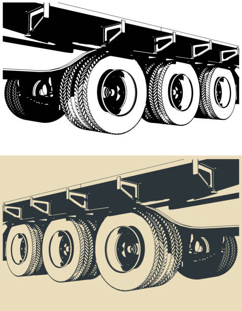 dreiachsige anhängerradsätze aus nächster nähe - close up truck pick up truck gear stock-grafiken, -clipart, -cartoons und -symbole