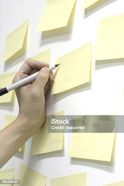 Writing On Sticky Note Stock Photo - Download Image Now - Adhesive Note, Advice, Announcement Message