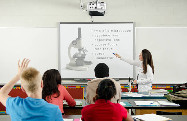 강의실형-미끄러지다 composited in - interactive whiteboard teacher high school student education 뉴스 사진 이미지