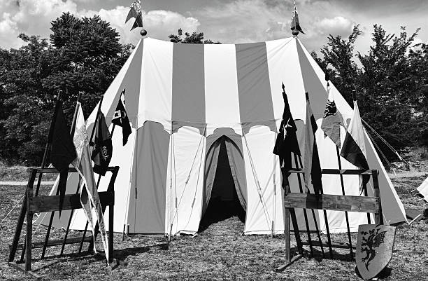 istock Medieval Military Camp. Black and White 184107438