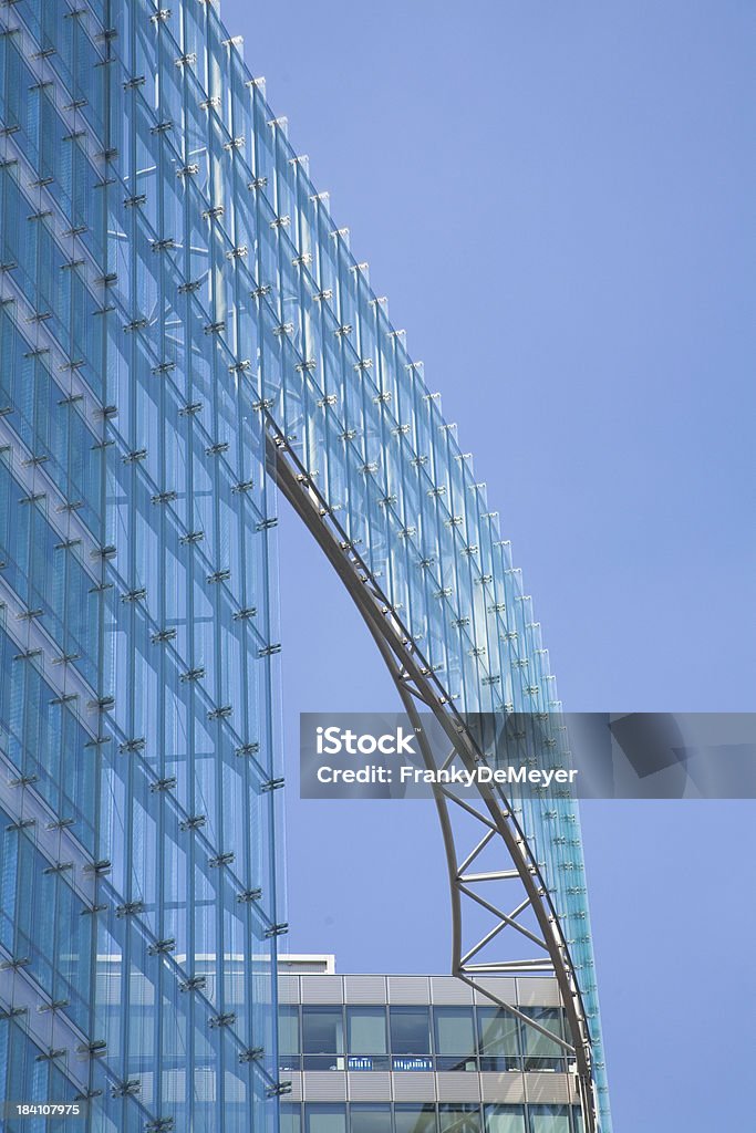 Modernistic architecture in glass Detail of one of the side buildings of the European Commission in Brussels. European Commission Stock Photo
