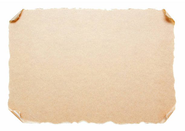 Blank Scroll paper background textured isolated on white Scroll kraft paper isolated on white. torn brown paper stock pictures, royalty-free photos & images