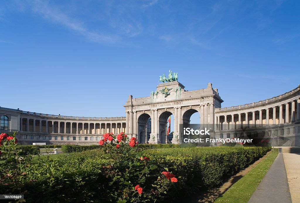 Picture of the Triumphal Arch in Brussels The Triumphal Arch (Arc de Triomphe) in the Cinquantenaire park in Brussels. Built in 1880 for the 50th anniversary of Belgium. Arcade Stock Photo