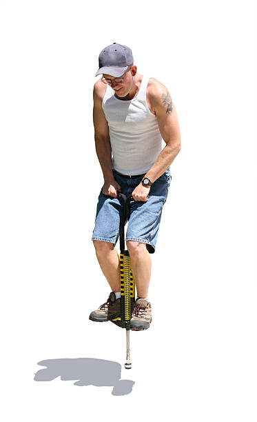 Man On A Pogo Stick stock photo