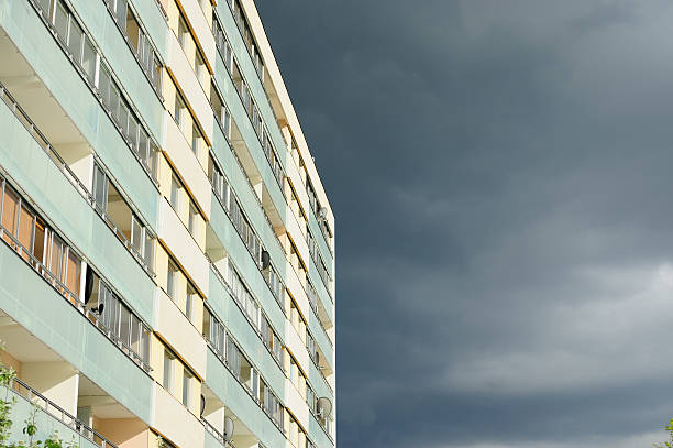 istock House / apartment building with balconies, dramatic sky 184109818