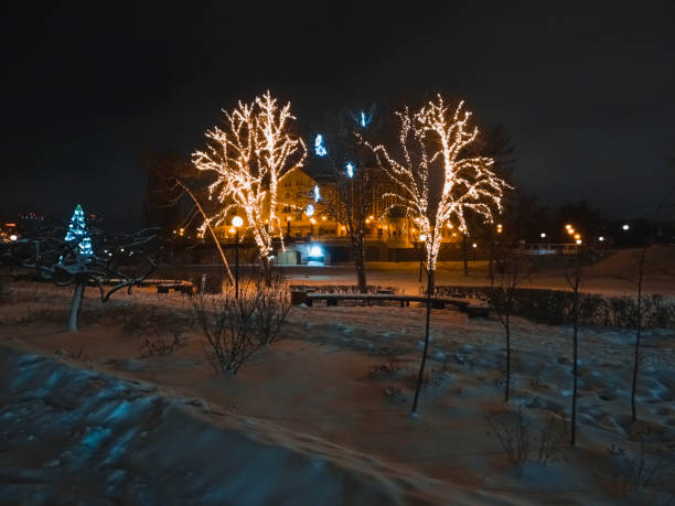 istock Street view after snowfall building illumination 1841099160