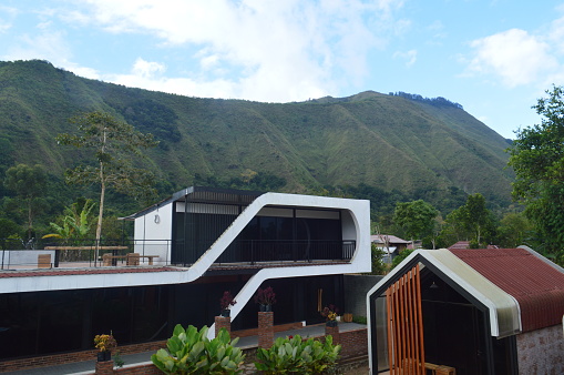 Lombok, Indonesia, 17 August 2023 ; architecture of the villa building in one of the inns in Sembalun, sharia lodging for families