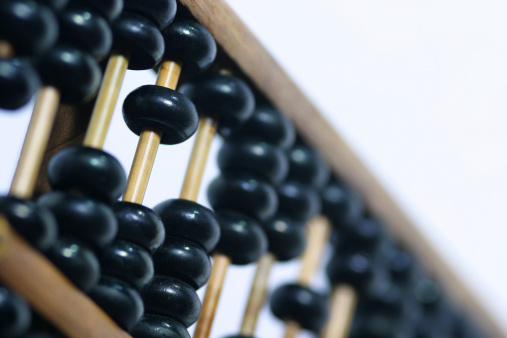 Wooden abacus counting machine with shallow depth of Field
