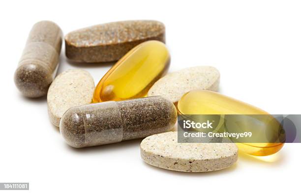 Foto de Complementos De Vitaminas e mais fotos de stock de Vitamina - Descrição - Vitamina - Descrição, Suplemento nutricional, Comprimido