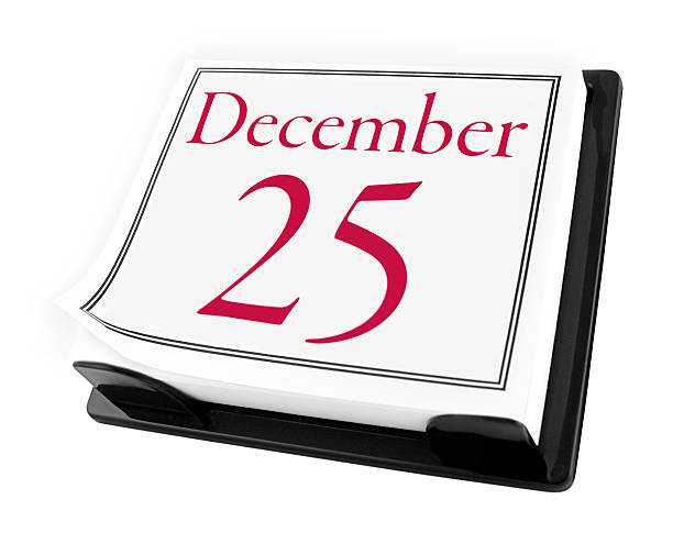 Desk calendar displaying December 25.