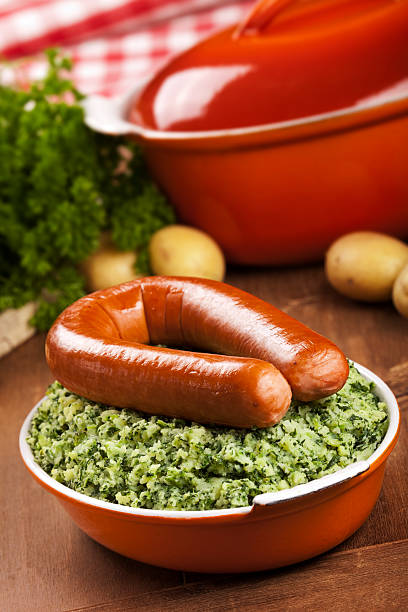 istock Dutch food: kale with smoked sausage or 'Boerenkool met worst' 184111262
