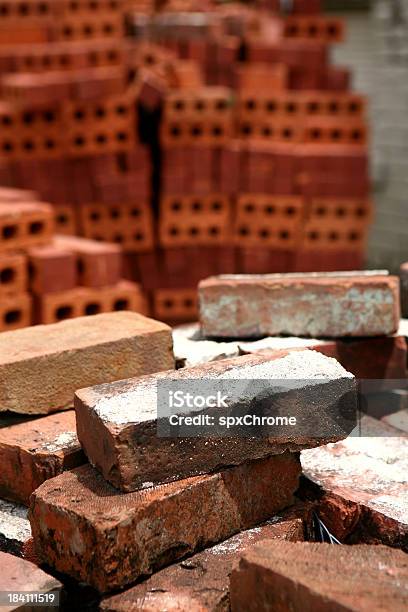 Stacks Of Bricks Stock Photo - Download Image Now - Blue-collar Worker, Brick, Building - Activity