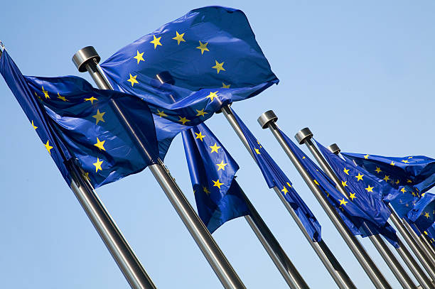 istock Line-up of European flags 184111852