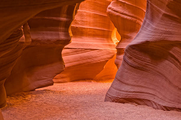 Antelope Canyon Page Arizona Antelope Canyon Page Arizona.  Smooth classic slot canyon eroded by flash floods.  Scenic smooth sculpted rock.  Captured as a 14-bit Raw file. Edited in ProPhoto RGB color space. coyote buttes stock pictures, royalty-free photos & images