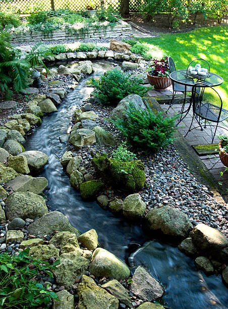 streamside giardino spot - nature japanese garden formal garden ornamental garden foto e immagini stock