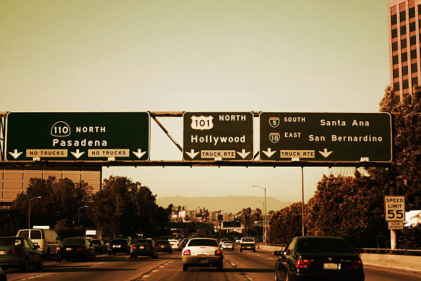 Driving out of down town Los Angeles towards Hollywood.