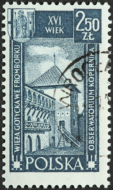 istock Copericus' observatory tower on an old Polish postage stamp 184113068