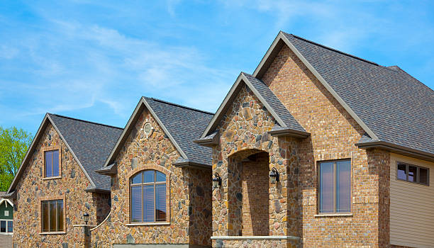 istock New Gabled Stone and Brick House 184113671