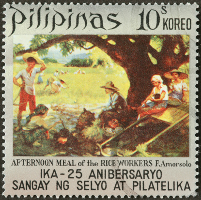 Afternoon meal of the Rice Workers Philippines stamp