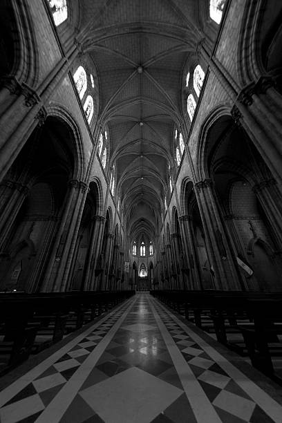 istock wide angle interior of an old cathedral 184113889