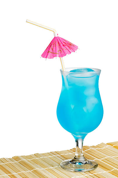 blue hawaiian - drink umbrella stock-fotos und bilder