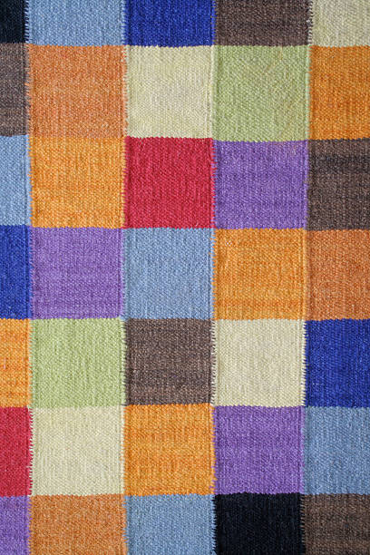 istock Carpet Rug in Woven Contemporary Square Color Block Textile Pattern 184114597