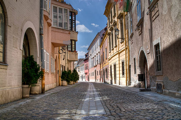 Old Street Multiple exposures used to capture full dynamic range narrow streets stock pictures, royalty-free photos & images