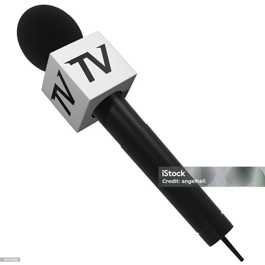 Classical microphone TV "Classic microphone, like used on TV for interview. But could be used for any other reason. Isolated background and high resolution." Media Interview Stock Photo