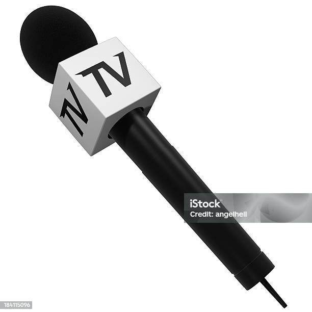 Classical Microphone Tv Stock Photo - Download Image Now - Media Interview, Black Color, Cable
